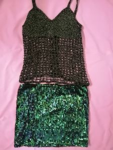 Adult Female Costumes to Hire - Black top & sequin skirt